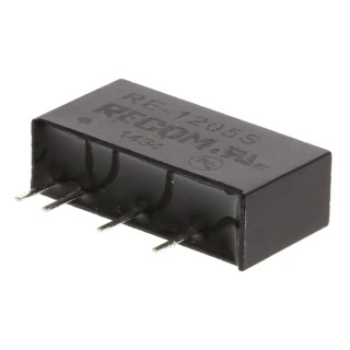 Recom 1W SIP Through Hole DC/DC Converter 5V DC Output 200mA Input 10.8–13.2V DC RE-1205S