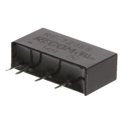 Recom 1W SIP Through Hole DC/DC Converter 5V DC Output 200mA Input 10.8–13.2V DC RE-1205S
