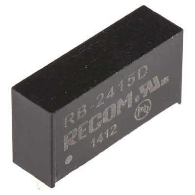 Recom DC/DC Converter 15V Output, 21.6 to 26.4V Input, 1W Power, 7-Pin Through Hole Mount RB-2415D