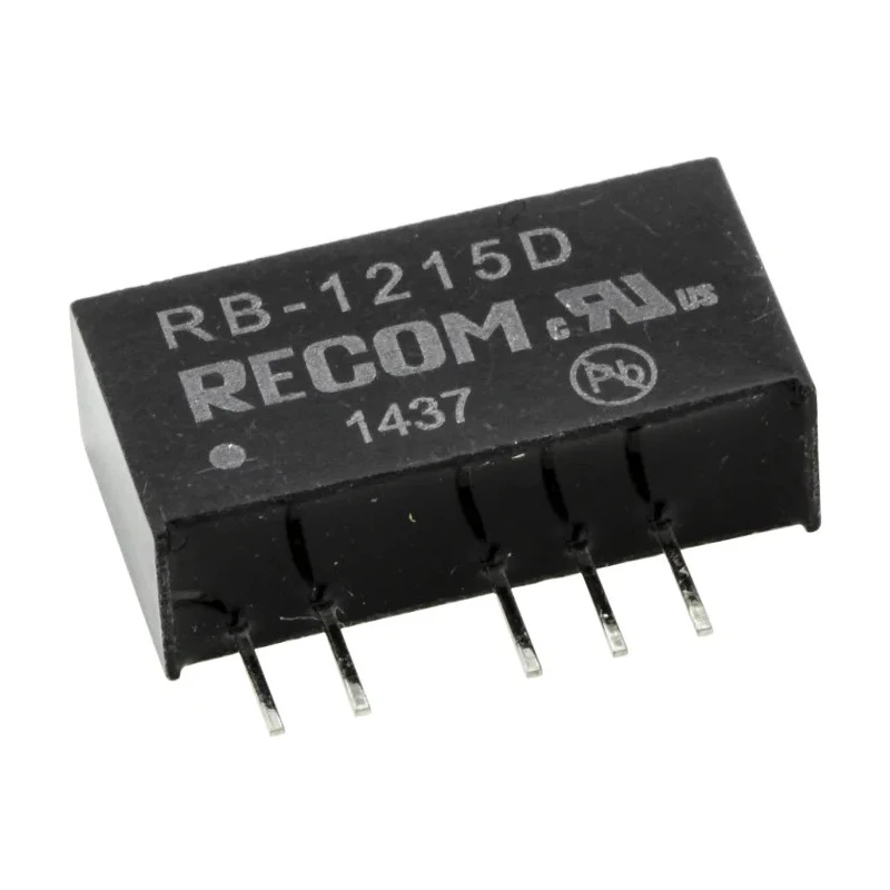 Recom 1W SIP Through Hole Dual Output DC/DC Converter 15V dc / -15V dc, 33 mA, 12V dc Input, 10.8V dc Input RB-1215D
