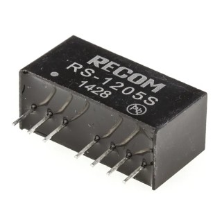 Recom DC/DC Converter, 5V DC Output, 400mA, 9V to 18V DC Input, 2W Power, Through Hole, 8-Pin RS-1205S
