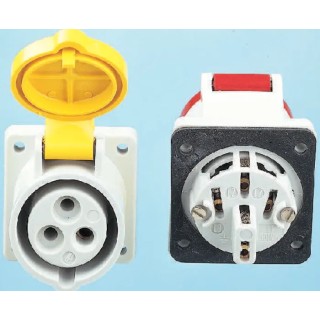 MENNEKES Industrial Power Connector Panel Mount 5-Pole 16A 400V IP44 Red IP44