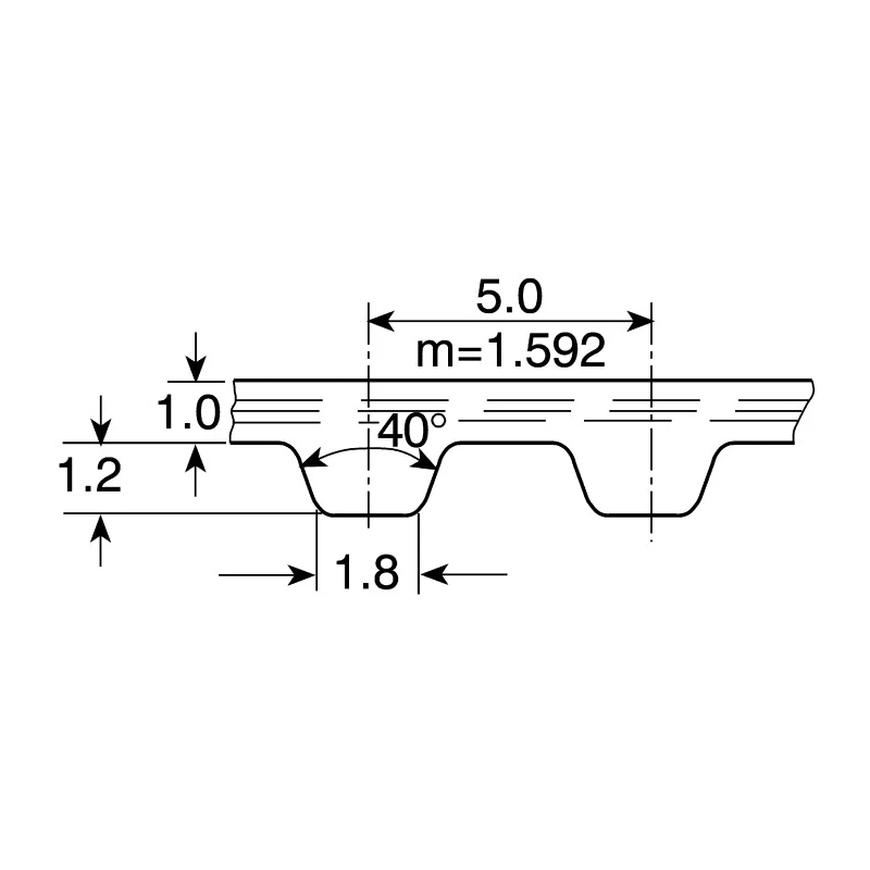 Contitech Timing Belt T Profile 16 mm Width 280 mm Length 56 Teeth 16 / T5 / 280 SS