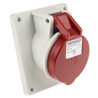 MENNEKES Industrial Power Connector Panel Mount 16A 400V IP44 Red Polycarbonate 4 Pole 7313 IP44