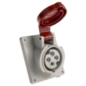 MENNEKES Industrial Power Connector Panel Mount 16A 400V IP44 Red Polycarbonate 4 Pole 7313 IP44