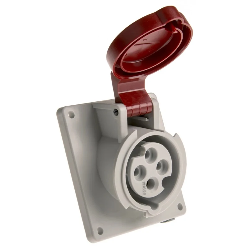 MENNEKES Industrial Power Connector Panel Mount 16A 400V IP44 Red Polycarbonate 4 Pole 7313 IP44