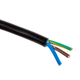 RS PRO 3 Core Power Cable Black 0.75mm² 300V 70°C Polyvinyl Chloride Jacket 100m 491-891
