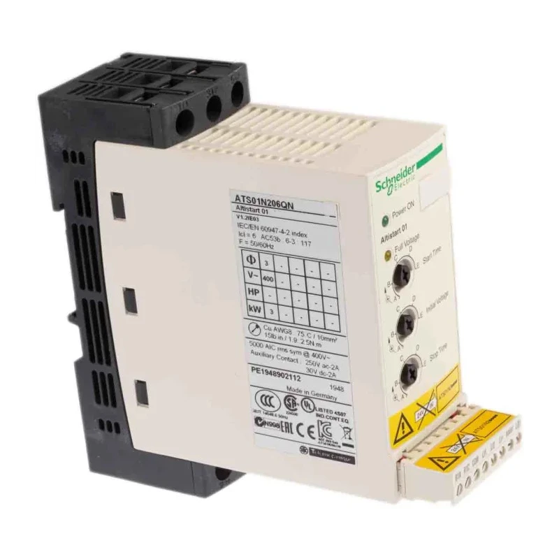 Schneider Electric Altistart 3 Phase Soft Starter 2.2 kW 415V AC DIN Rail Mount IP20 ATS01N206QN
