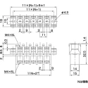 Yoshida Electric Industry Barrier Strip 6 Contact 11 mm Pitch 2 Row 250V 20A TS11-3E