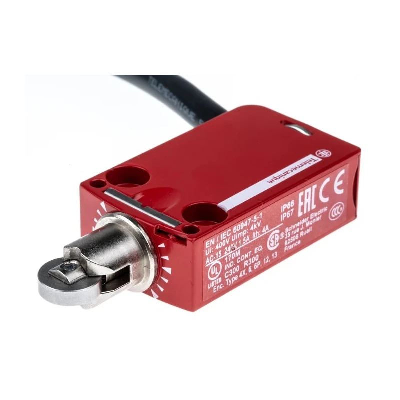 Telemecanique Sensors XCSM Series Roller Plunger Safety Limit Switch, 1 NO/2 NC, IP66 IP67 IP68 Metal Housing 240V XCSM3902L2
