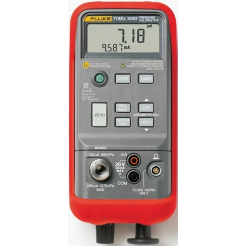 Fluke 718Ex -12 psi to 100 psi Intrinsically Safe Pressure Calibrator ±0.05% Accuracy FLUKE-718EX 100/APAC