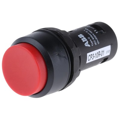 ABB Compact Series Push Button Switch Momentary Panel Mount 22 mm Cutout SPST IP69K 250V 2A 1SFA619102R1041 CP3-10R-01