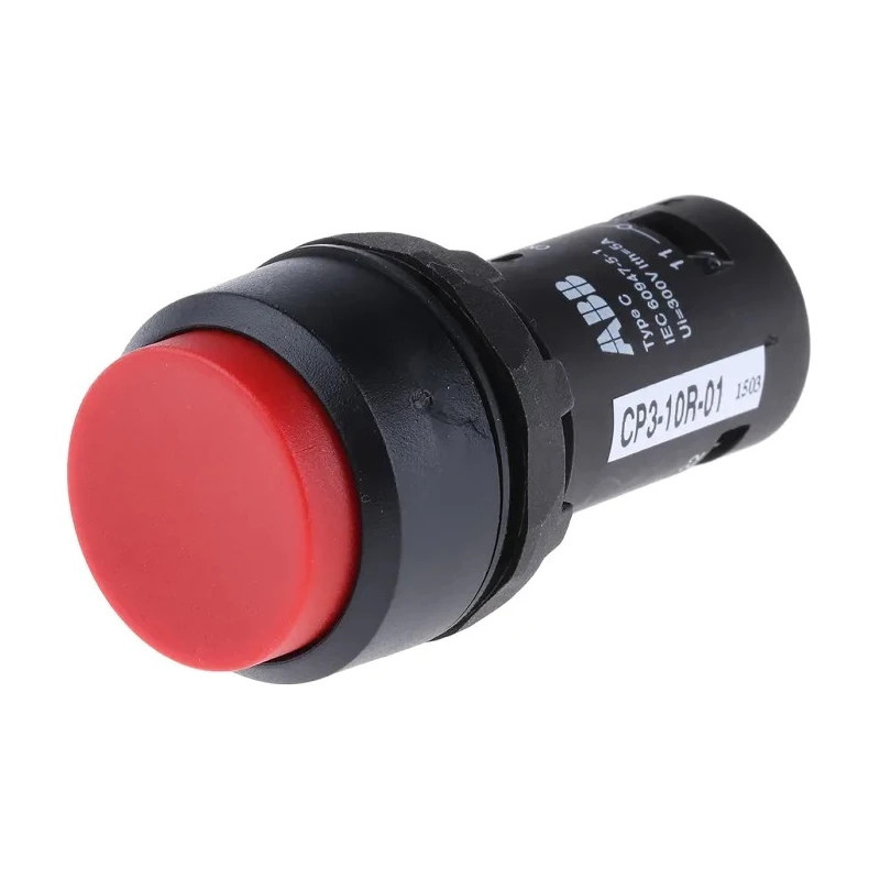 ABB Compact Series Push Button Switch Momentary Panel Mount 22 mm Cutout SPST IP69K 250V 2A 1SFA619102R1041 CP3-10R-01