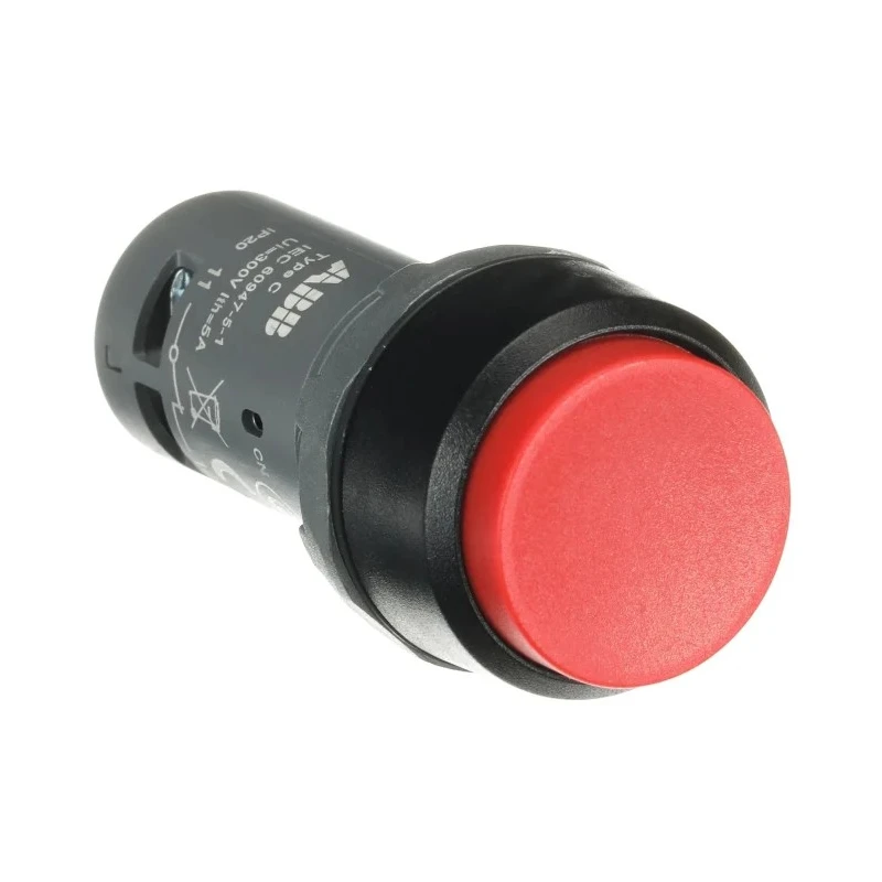 ABB Compact Series Push Button Switch Momentary Panel Mount 22 mm Cutout SPST IP69K 250V 2A 1SFA619102R1041 CP3-10R-01