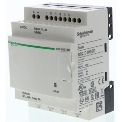 Schneider Electric Zelio Logic Series Logic Module, 6 Inputs, 4 Relay Outputs, 24V DC Supply, Ladder Logic SR2D101BD