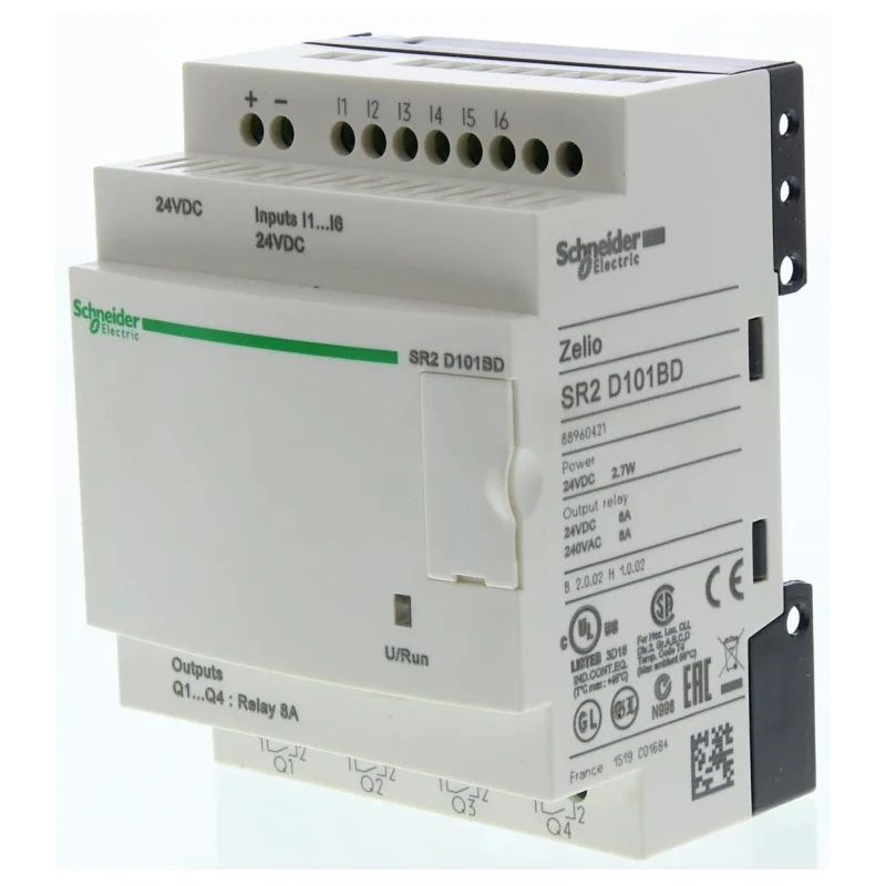 Schneider Electric Zelio Logic Series Logic Module, 6 Inputs, 4 Relay Outputs, 24V DC Supply, Ladder Logic SR2D101BD