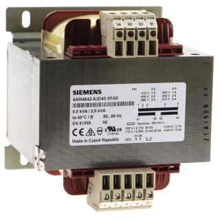 Siemens 2.5 kVA DIN Rail Transformer, 230 V AC, 400 V AC Primary, 42 V, 24 V Secondary, EN 61558-2-6 4AM4842-8JD40-0FA0