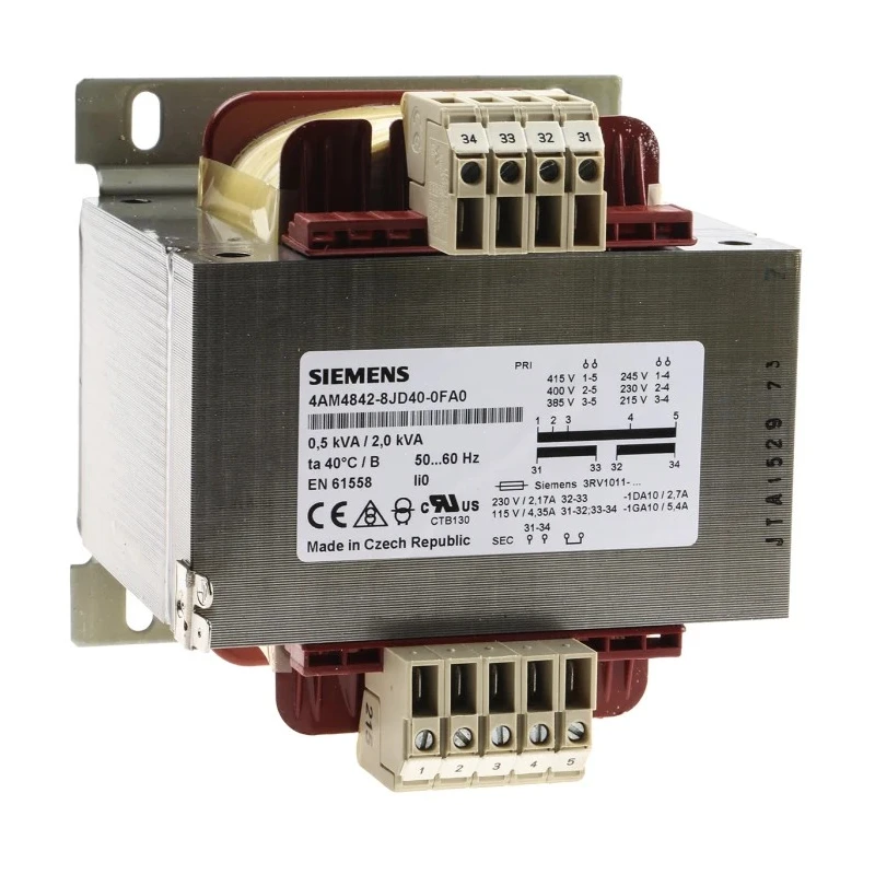 Siemens 2.5 kVA DIN Rail Transformer, 230 V AC, 400 V AC Primary, 42 V, 24 V Secondary, EN 61558-2-6 4AM4842-8JD40-0FA0