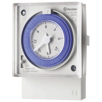 Finder Analogue 12 DIN Rail Time Switch 230V AC SPDT Contact Configuration 12.31.8.230.0000