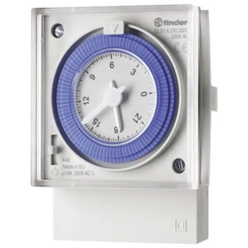 Finder Analogue 12 DIN Rail Time Switch 230V AC SPDT Contact Configuration 12.31.8.230.0000