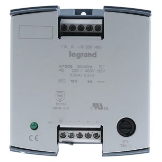Legrand Linear DIN Rail Power Supply 400V AC Input 12V DC, 5A Output 60W 0 470 03