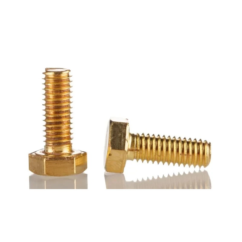 RS PRO Plain Brass Hex Bolt M8 x 30 mm, Plain Finish, DIN 933 Standards 483-2435
