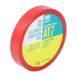 Advance Tapes Red Polyvinyl Chloride Electrical Tape 12mm x 20m Breakdown Voltage 8000V AT7