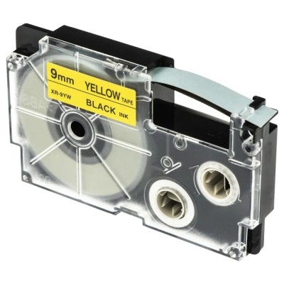 Casio Black on Yellow Label Printer Tape 9 mm Width 8 m Length XR-9YW1