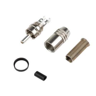 RS PRO Natural Straight Cable RCA Plug Nickel Silver 5A 50V 2 Contacts Brass Steel Housing 484-9304