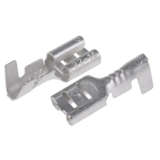 RS PRO Silver Uninsulated Female Spade Connector Crimp 4.8 x 0.8 mm Tab Size 22 AWG to 16 AWG 488-1241
