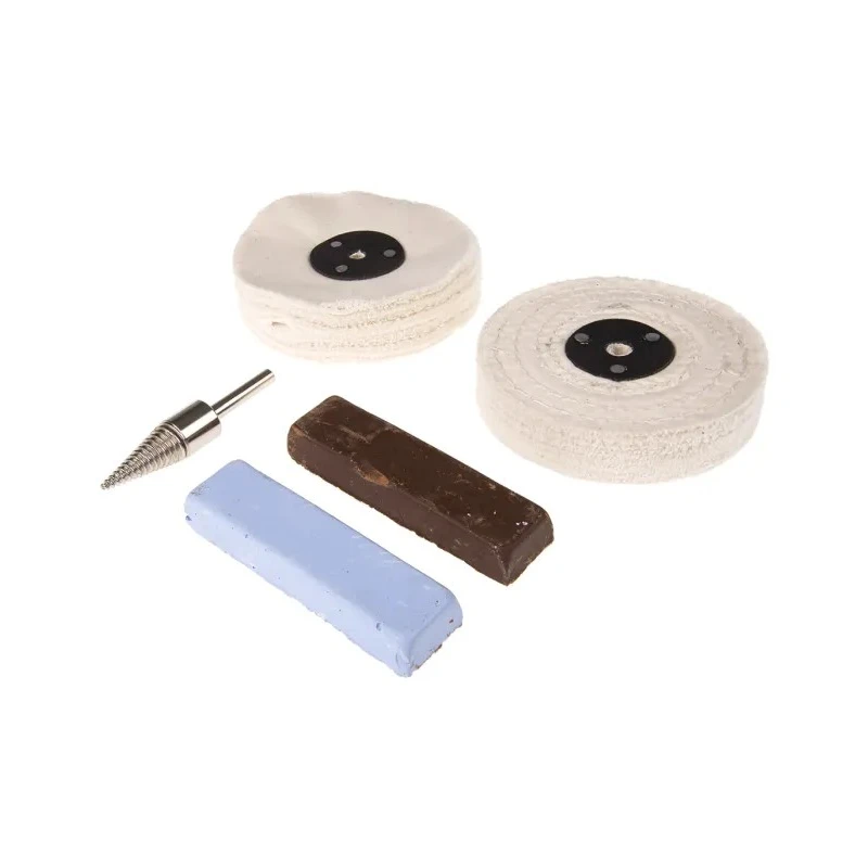 NEUTRAL Polishing Kit for Non-Ferrous Metals with Lustre, Cotton Mop, Rouge, White Stitched Mop 488-5580