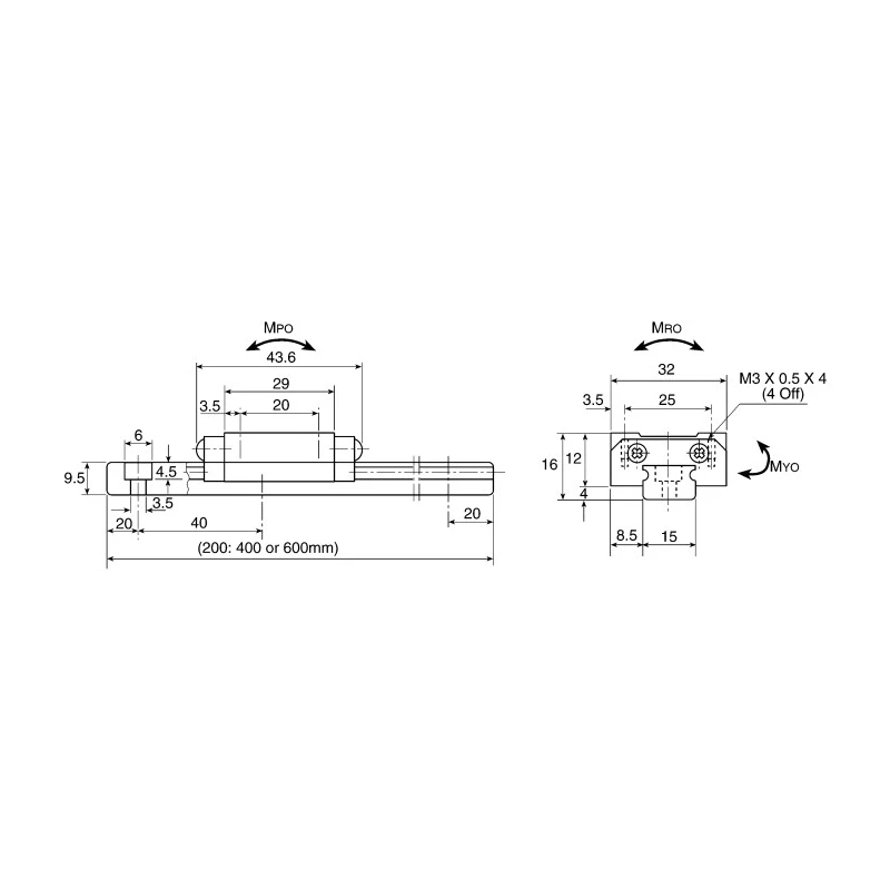 NSK LU Series Linear Guide Rail 15 mm Width 230 mm Length L1U150230LCN-PCT