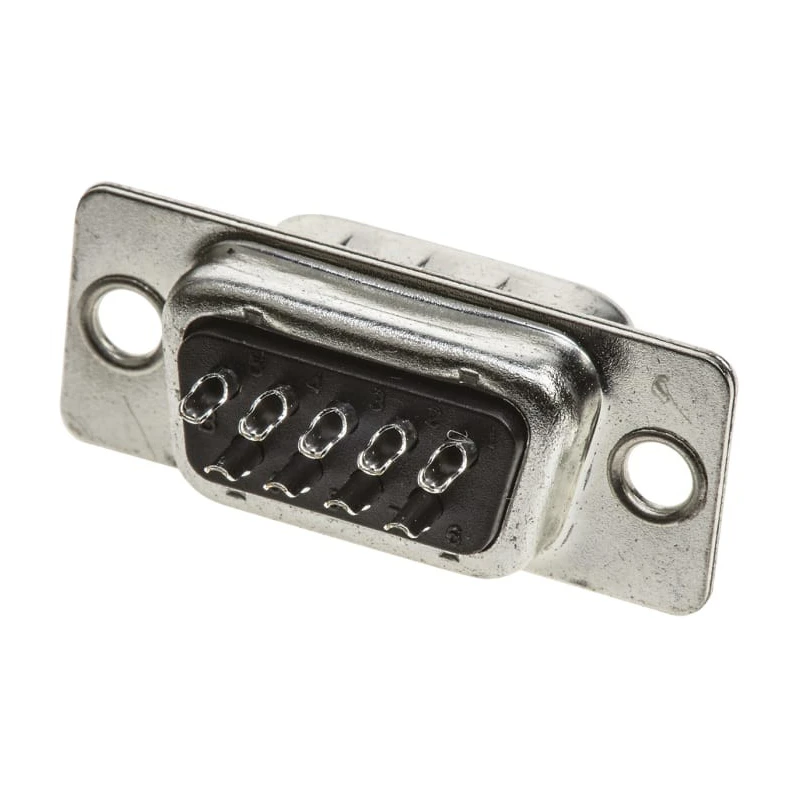 TE Connectivity AMPLIMITE HD-20 9 Way Straight 2.77 mm Pitch Panel Mount D-Sub Connector Male 5-747904-2