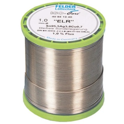 Felder Lottechnik Lead Free Solder Wire 1 mm Diameter, Rosin Based Flux, 217 °C Melting Point 40.841.020.1037