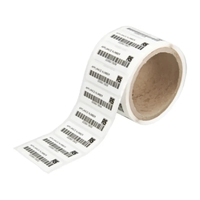 RS PRO White Black Print Label Roll 58 mm Width 58 mm, Laminated, Self-adhesive 497-498