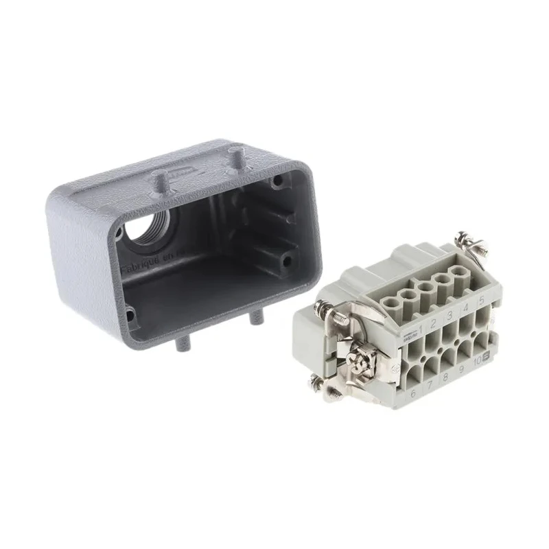 HARTING Heavy Duty Power Connector Panel Mount Screw Termination 10 Contacts 16A 500V Han E Male 09330102601+19300101420