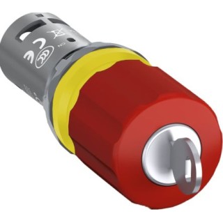 ABB 1SFA Series Key Release Emergency Stop Push Button Panel Mount 22mm Cutout SPDT IP20 IP66 1SFA619502R1071 - CE3K-10R-11