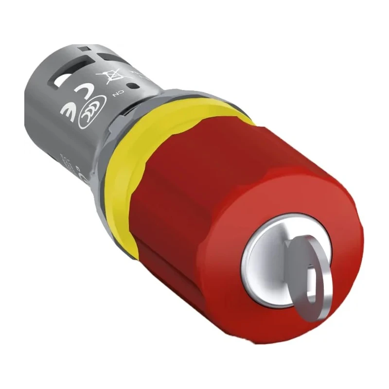 ABB 1SFA Series Key Release Emergency Stop Push Button Panel Mount 22mm Cutout SPDT IP20 IP66 1SFA619502R1071 - CE3K-10R-11