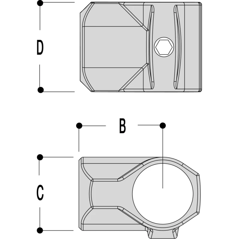 Kee Lite Aluminium T-Connector Connecting Component for Strut Profile Type 6 with 33.7 mm Round Tube Size L10-6