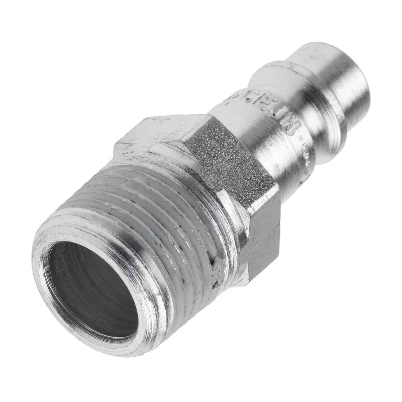 CEJN Steel Pneumatic Quick Connect Coupling 3/8 in Male R Thread Standard, Zinc Plated, Vented Safety, Series 320 103205154