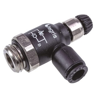 Legris 7061 Series Flow Controller Flow Regulator Tube Inlet 06 Threaded Outlet 1/4 in G 10 bar Pressure 0-70°C 7061 06 13