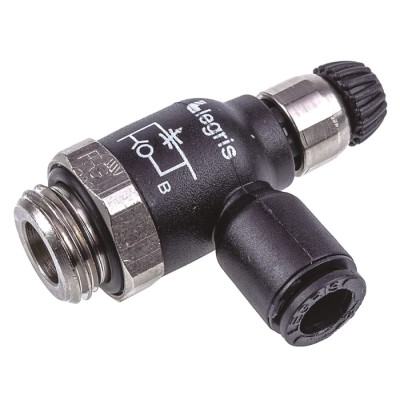 Legris 7061 Series Flow Controller Flow Regulator Tube Inlet 06 Threaded Outlet 1/4 in G 10 bar Pressure 0-70°C 7061 06 13