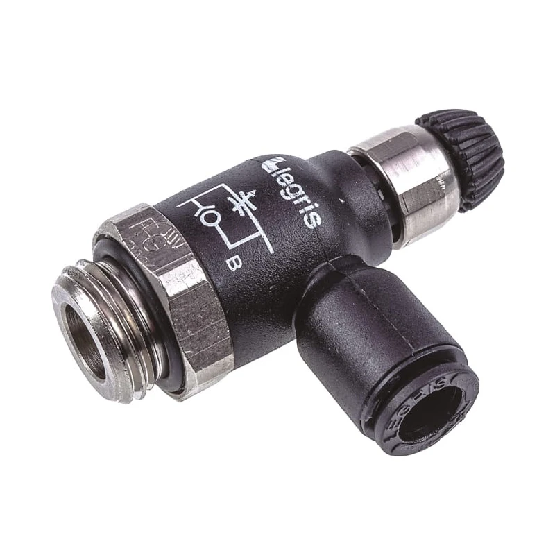 Legris 7061 Series Flow Controller Flow Regulator Tube Inlet 06 Threaded Outlet 1/4 in G 10 bar Pressure 0-70°C 7061 06 13