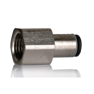 Legris LF3000 Series Pneumatic Fitting Female Threaded-to-Tube 1/4 in G, Push-in 6 mm, Nickel Plated Brass LF3000