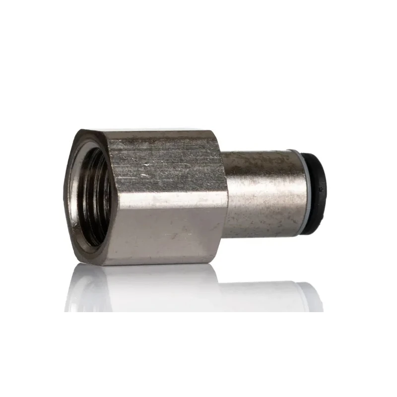 Legris LF3000 Series Pneumatic Fitting Female Threaded-to-Tube 1/4 in G, Push-in 6 mm, Nickel Plated Brass LF3000