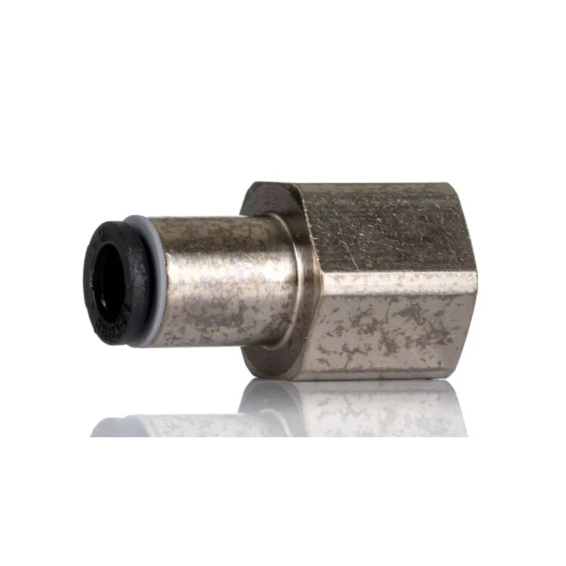 Legris LF3000 Series Pneumatic Fitting Female Threaded-to-Tube 1/4 in G, Push-in 6 mm, Nickel Plated Brass LF3000