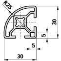Bosch Rexroth Silver Aluminium Strut Profile 30 x 30 mm 8 mm Groove, 1 m Length, Series MGE 13.2 3842992896/1000