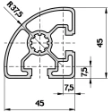 Bosch Rexroth Silver Aluminium Strut Profile 45 x 45 mm 10 mm Groove 1 m Length Series MGE 13.2 3842992897/1000