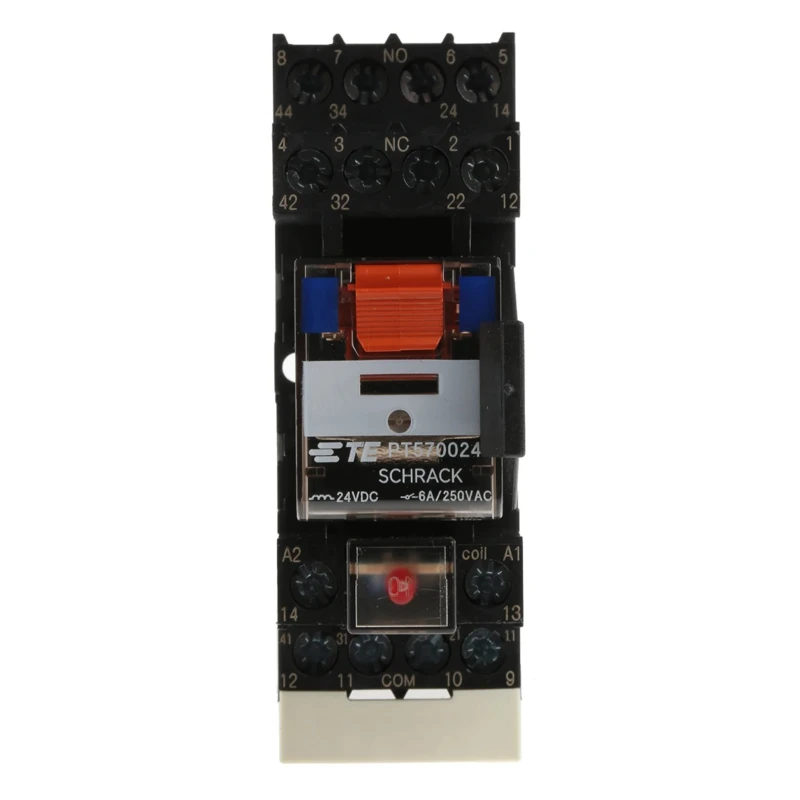 TE Connectivity DIN Rail Power Relay 24V DC Coil 6A Switching Current 4PDT PT5S7LC4 1415076-1