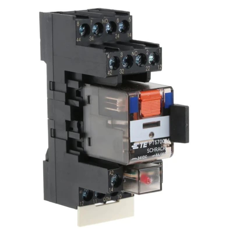 TE Connectivity DIN Rail Power Relay 24V DC Coil 6A Switching Current 4PDT PT5S7LC4 1415076-1